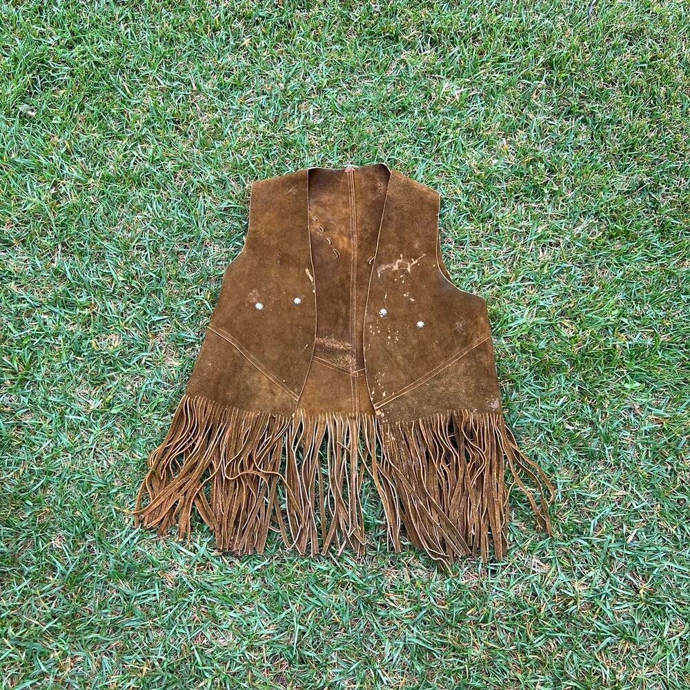 80s Western vest women’s size xl suede leather rare tassels
